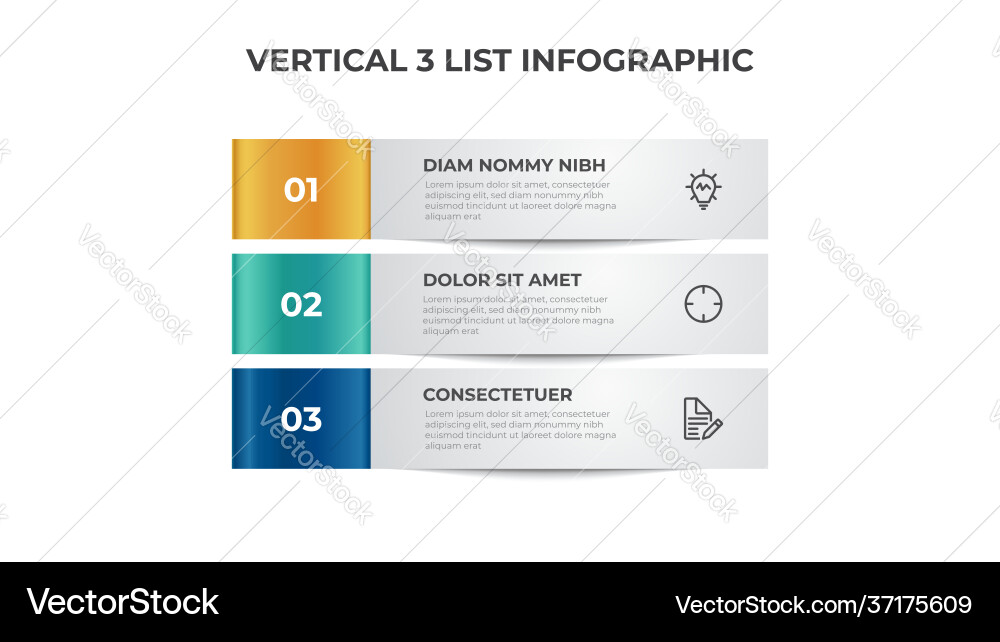 3 points steps block list layout diagram vector image