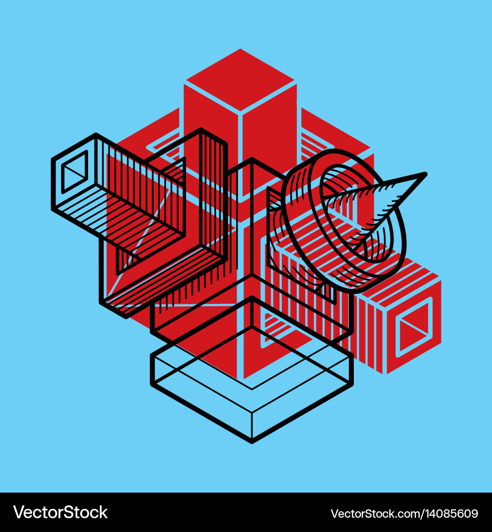 3d engineering abstract shape made using cubes Vector Image