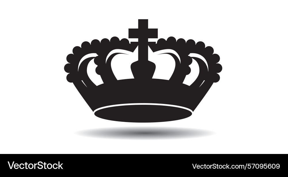 Black outline king crown icon on white background Vector Image