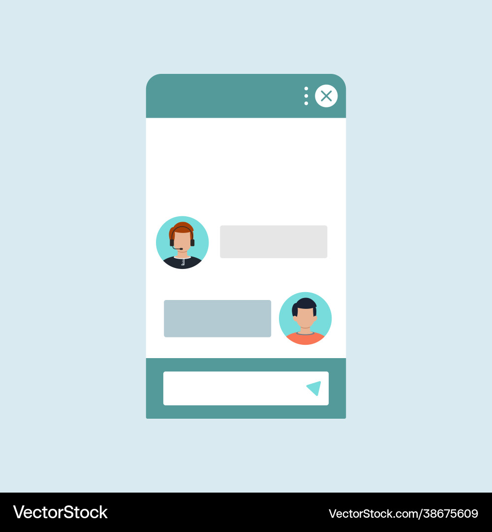 Chat bot Dialog Fenster Form einfache flache Design Vektorbild