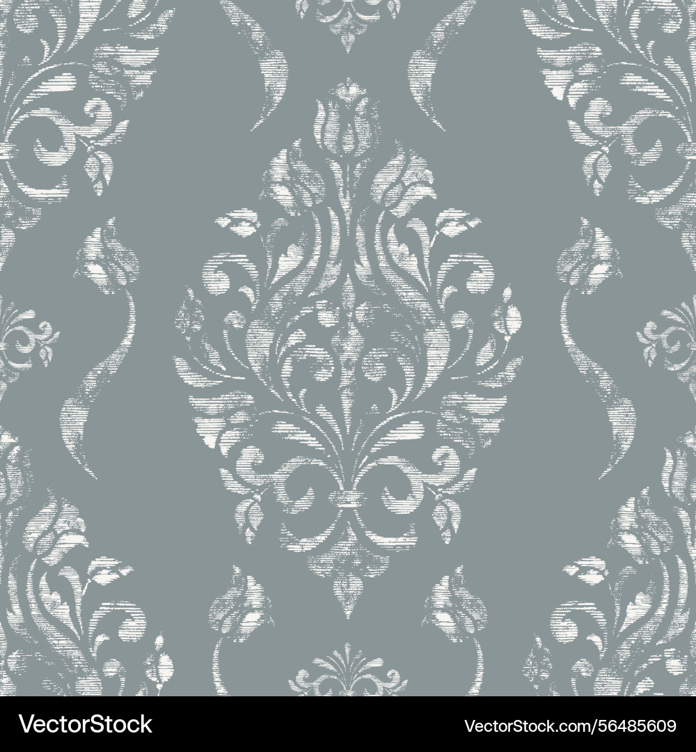 Damask seamless pattern element with brush strokes Damask seamless pattern element with brush strokes vector image