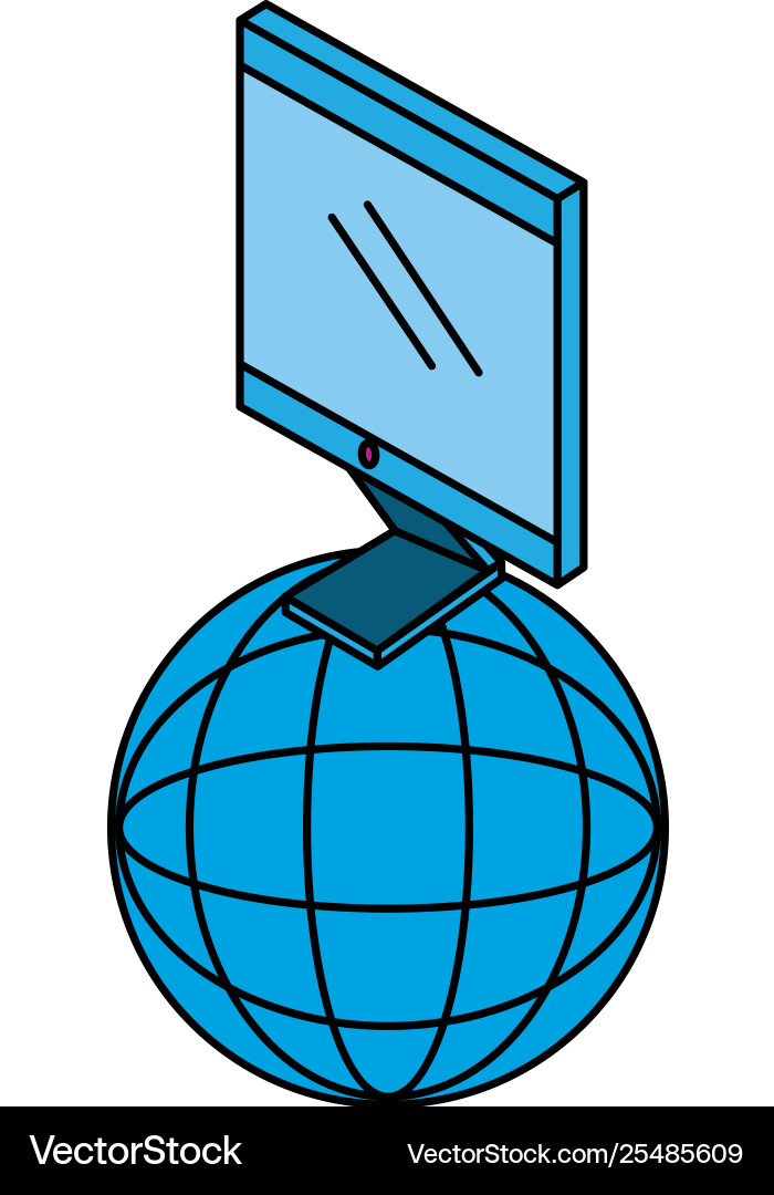 Desktop computer with sphere browser Vector Image