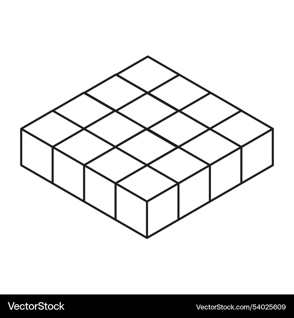 Grid cube geometric block shape simple 3d Grid cube geometric block shape simple 3d vector image