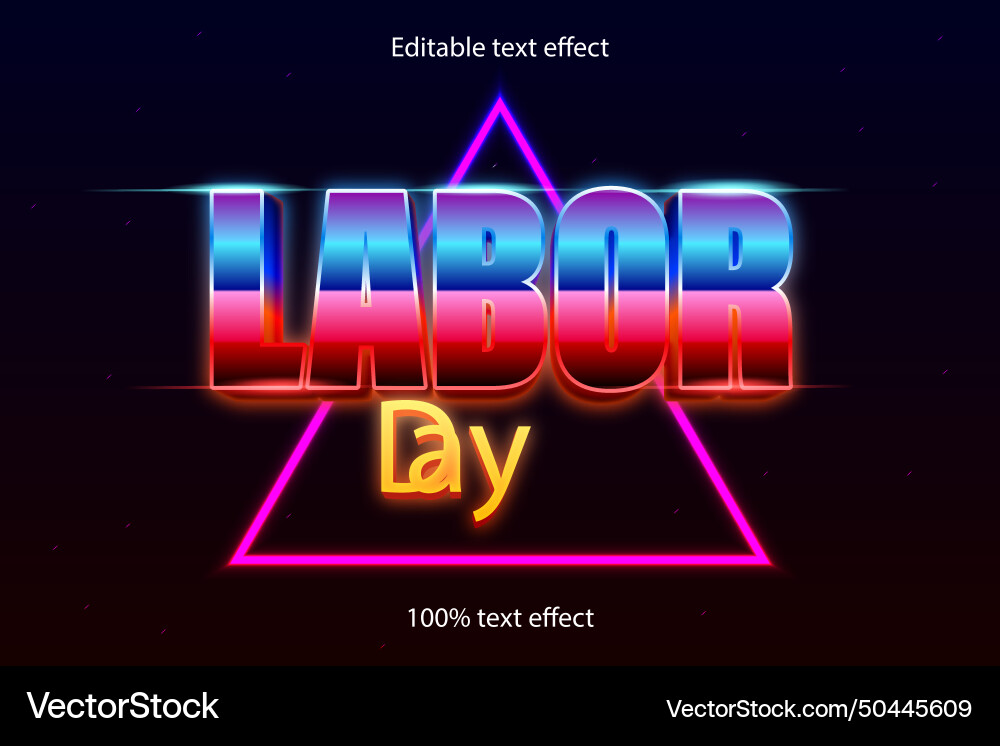 Labor day editable text effect retro style Vector Image