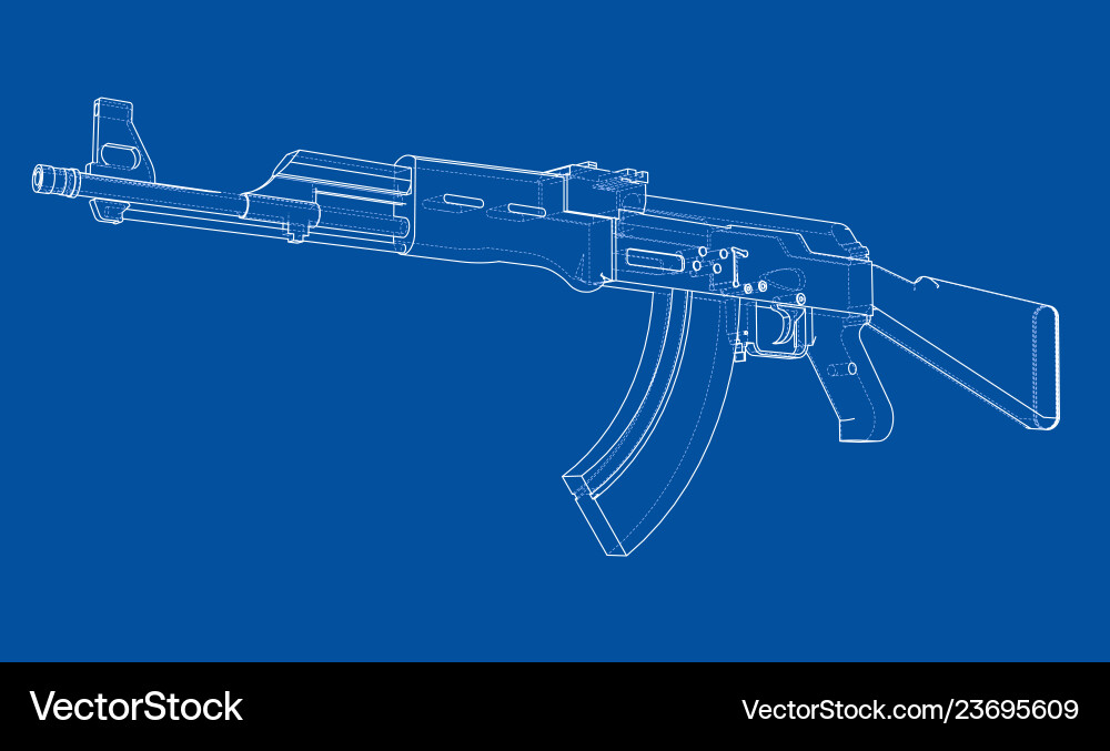 Machine gun rendering of 3d vector image
