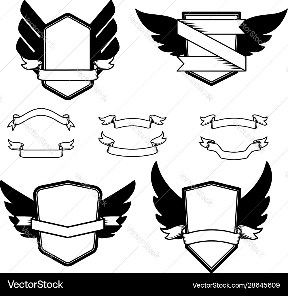 Set emblems with wings design element for logo Set emblems with wings design element for logo vector image