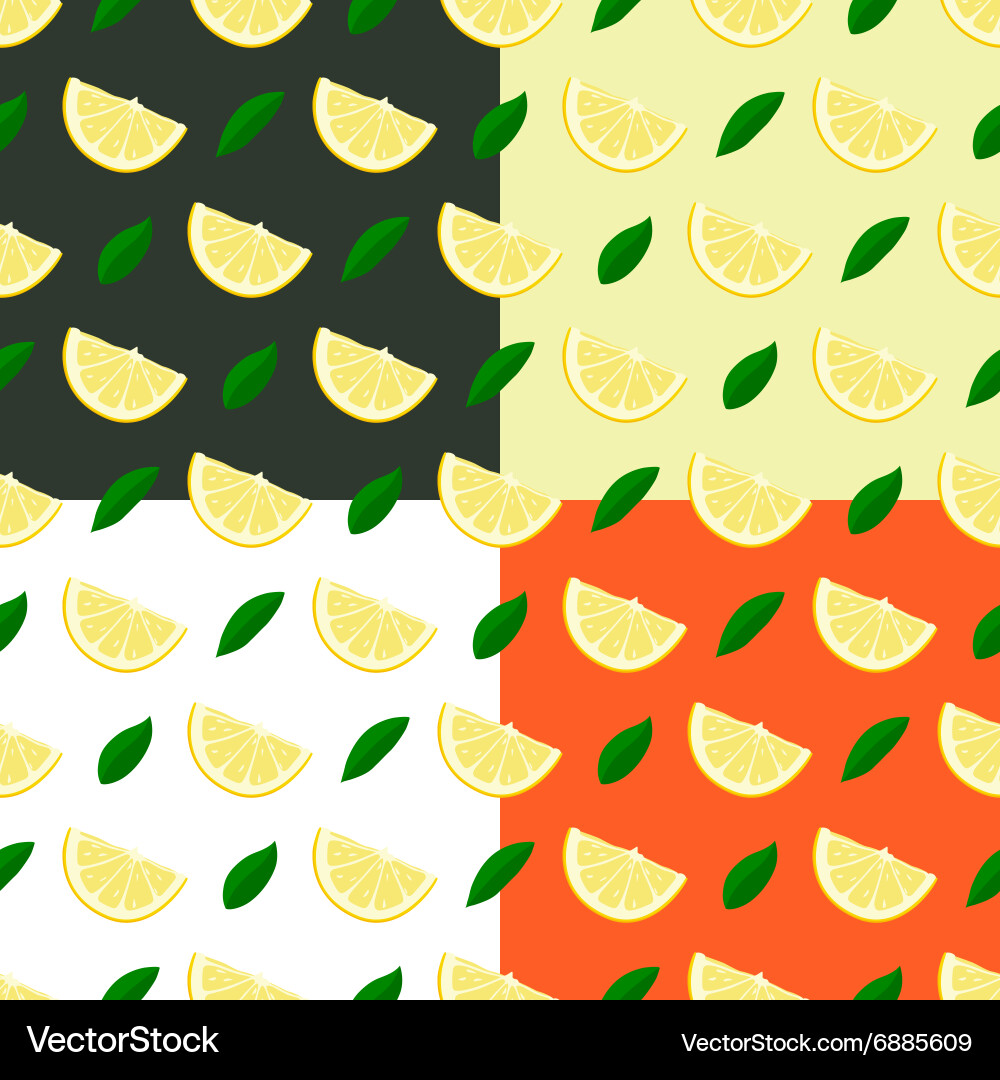 Set of lemons seamless patterns vector image