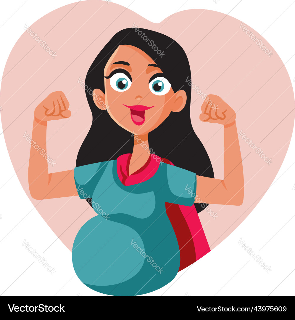 Superhero strong pregnant mom cartoon character Superhero strong pregnant mom cartoon character vector image