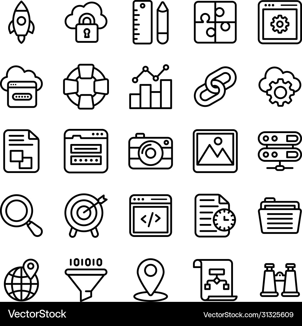 Web development line icons pack Vector Image