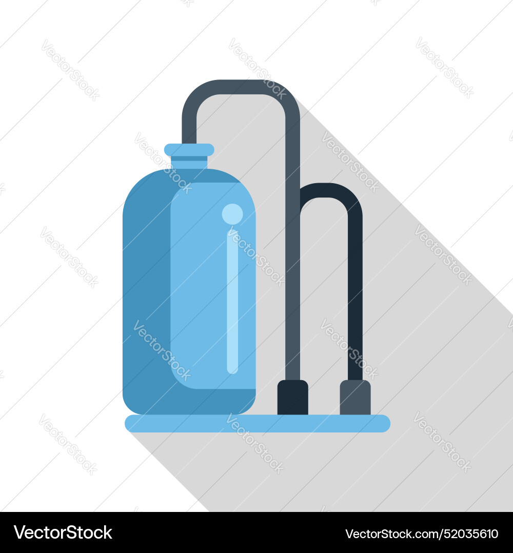 Blue oxygen tank with attached regulator for scuba