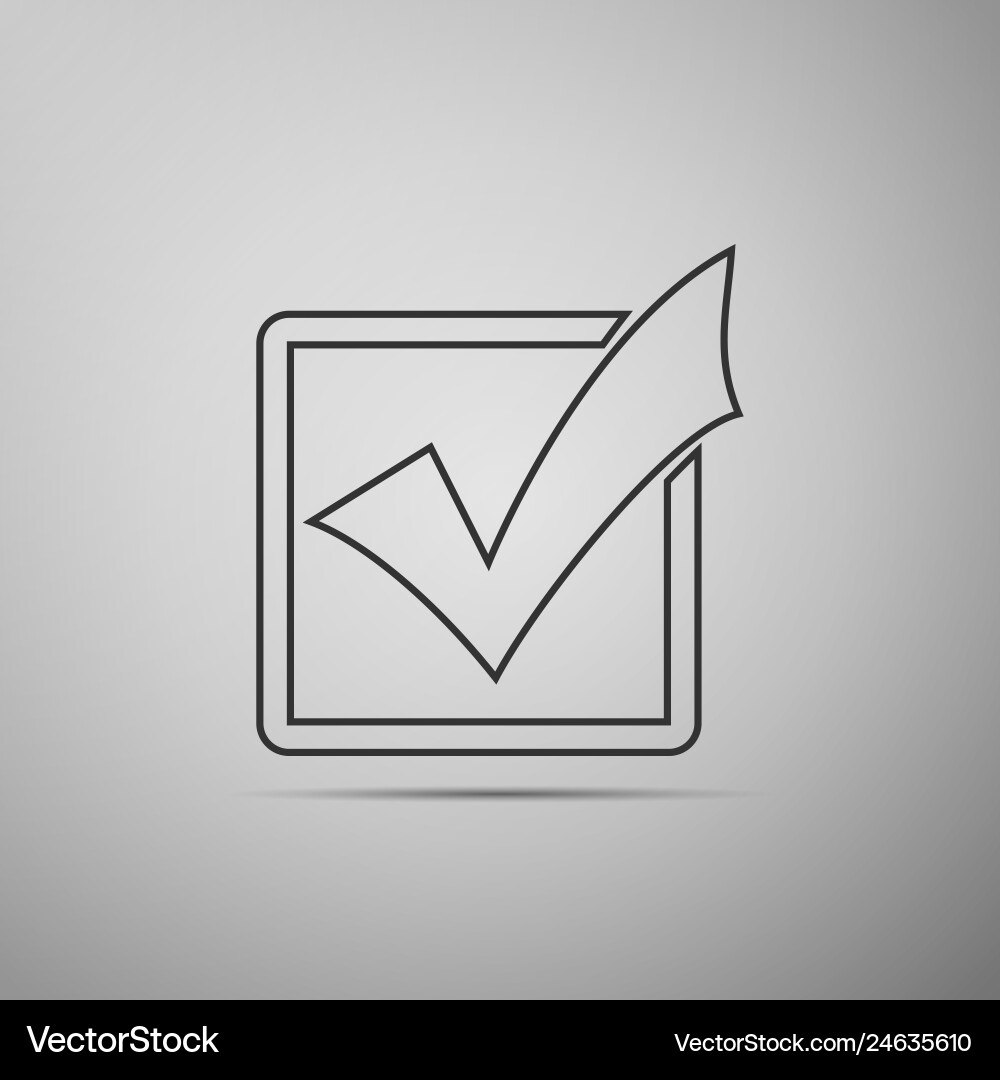 Check mark in a box line icon isolated on grey Vector Image