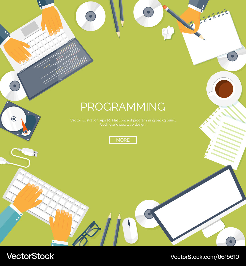 Flat computing background vector image