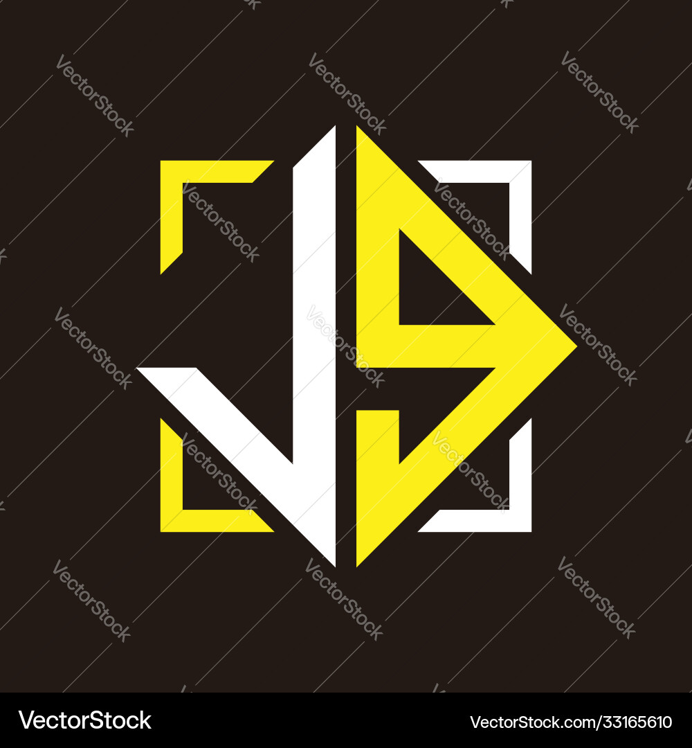 J g initials quadrangle monogram with square J g initials quadrangle monogram with square Vector Image