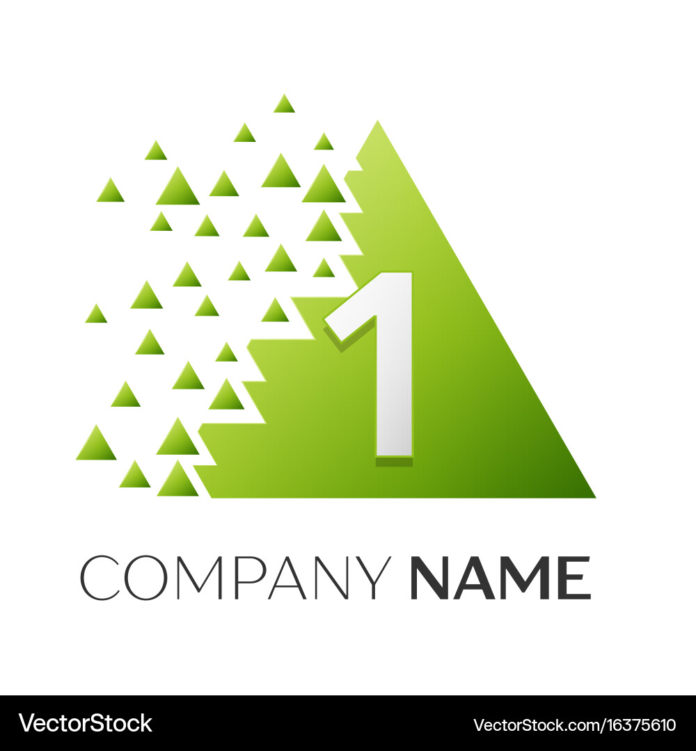 Number one symbol in the colorful triangle Vector Image