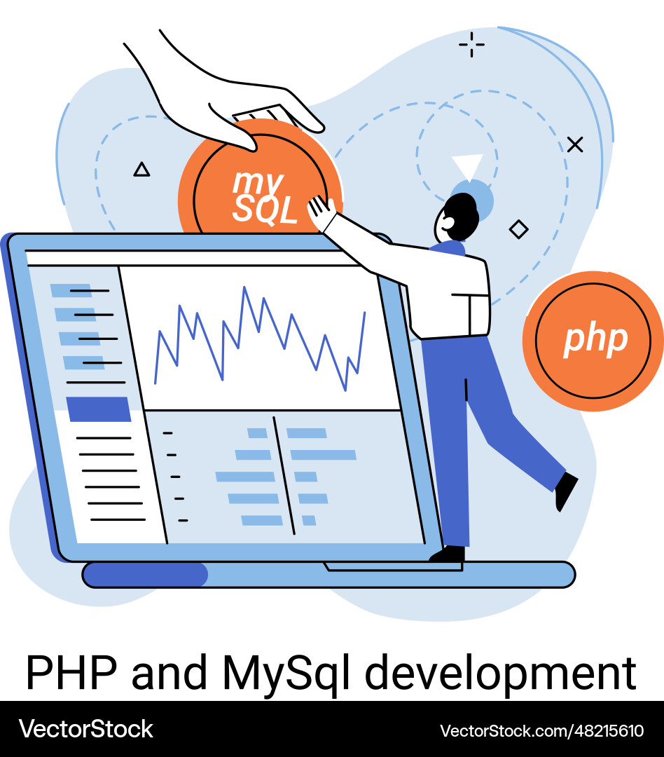 Php und mysql Entwicklungssoftware Webseite Php und mysql Entwicklungssoftware Webseite Vektorbild