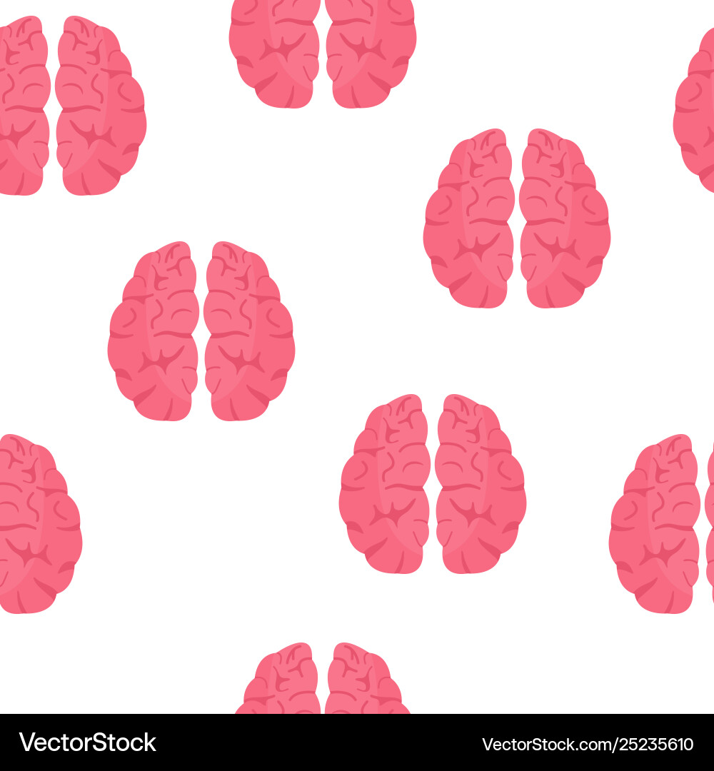 Seamless pattern with pink brains isolated Vector Image