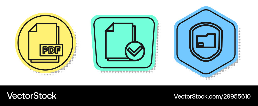 Set line pdf file document and check Vector Image