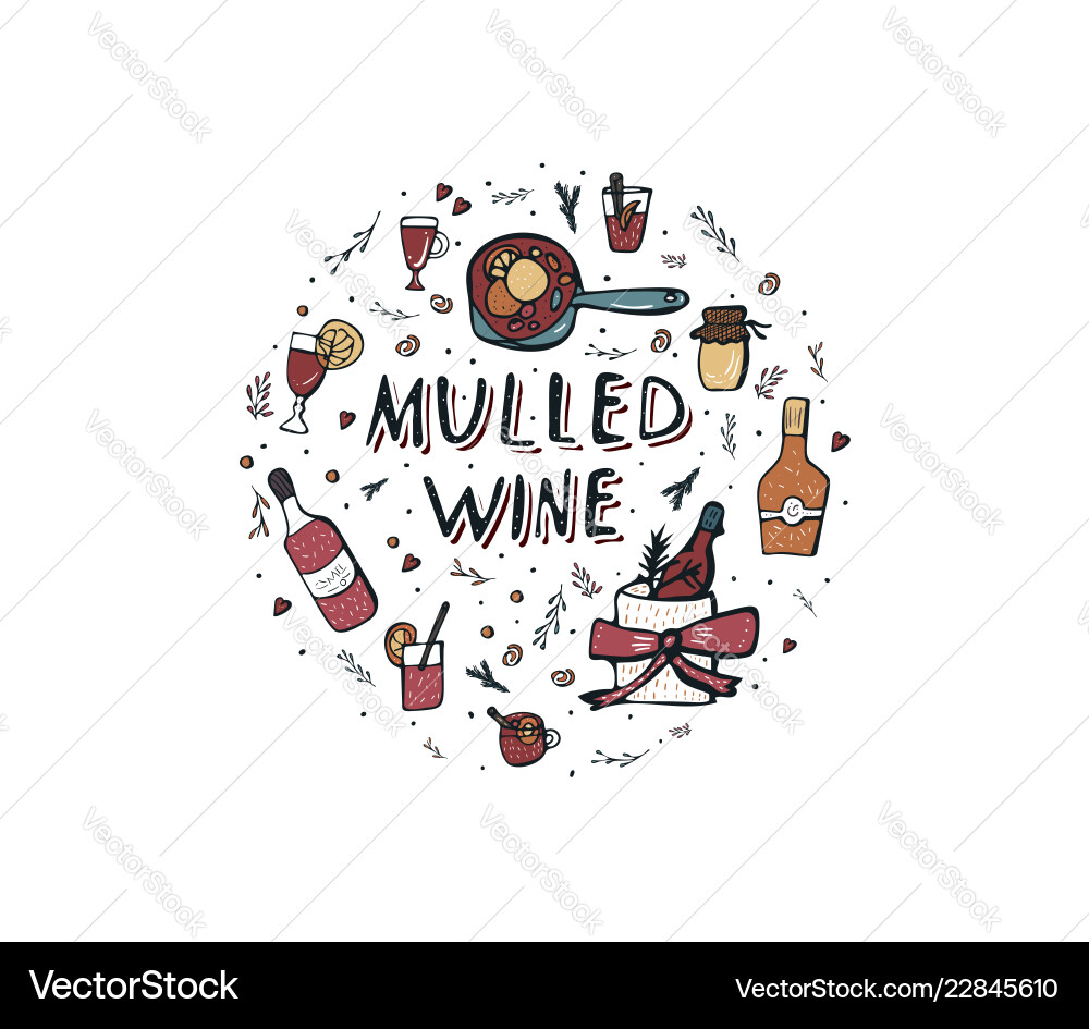 Set of mulled wine elements and objects Vector Image