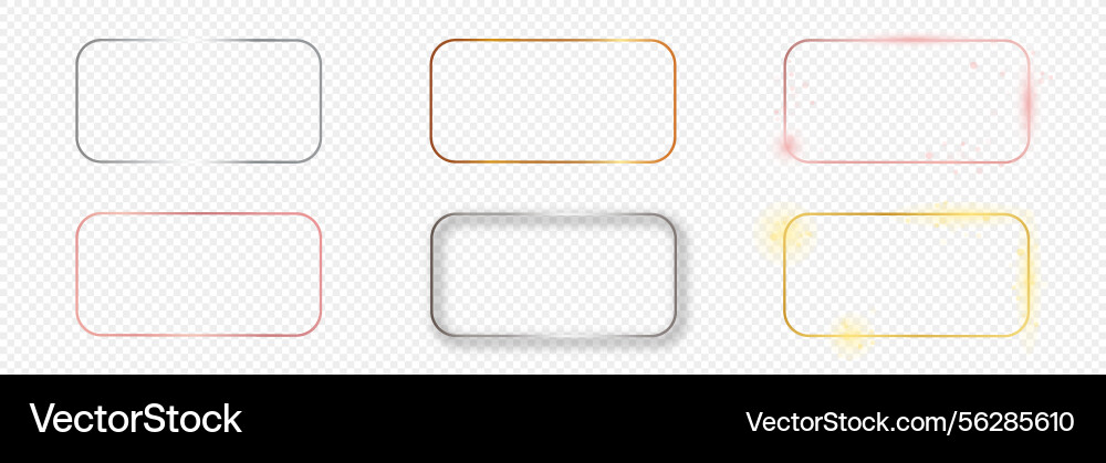 Set of six rounded rectangular frames Set of six rounded rectangular frames vector image