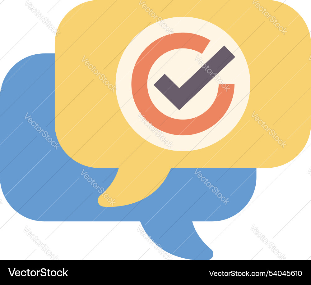 Speech bubble showing check mark for successful Speech bubble showing check mark for successful Vector Image