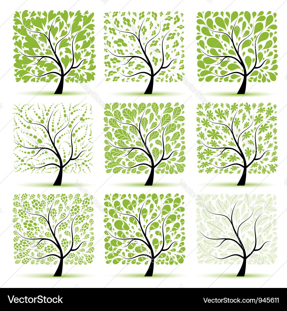 Art tree collection for your design Vector Image