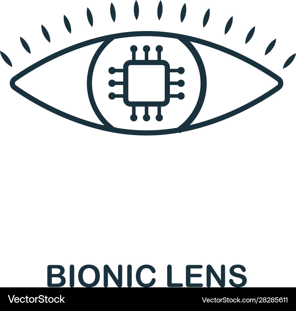 Bionic lens line icon thin style element from Bionic lens line icon thin style element from Vector Image