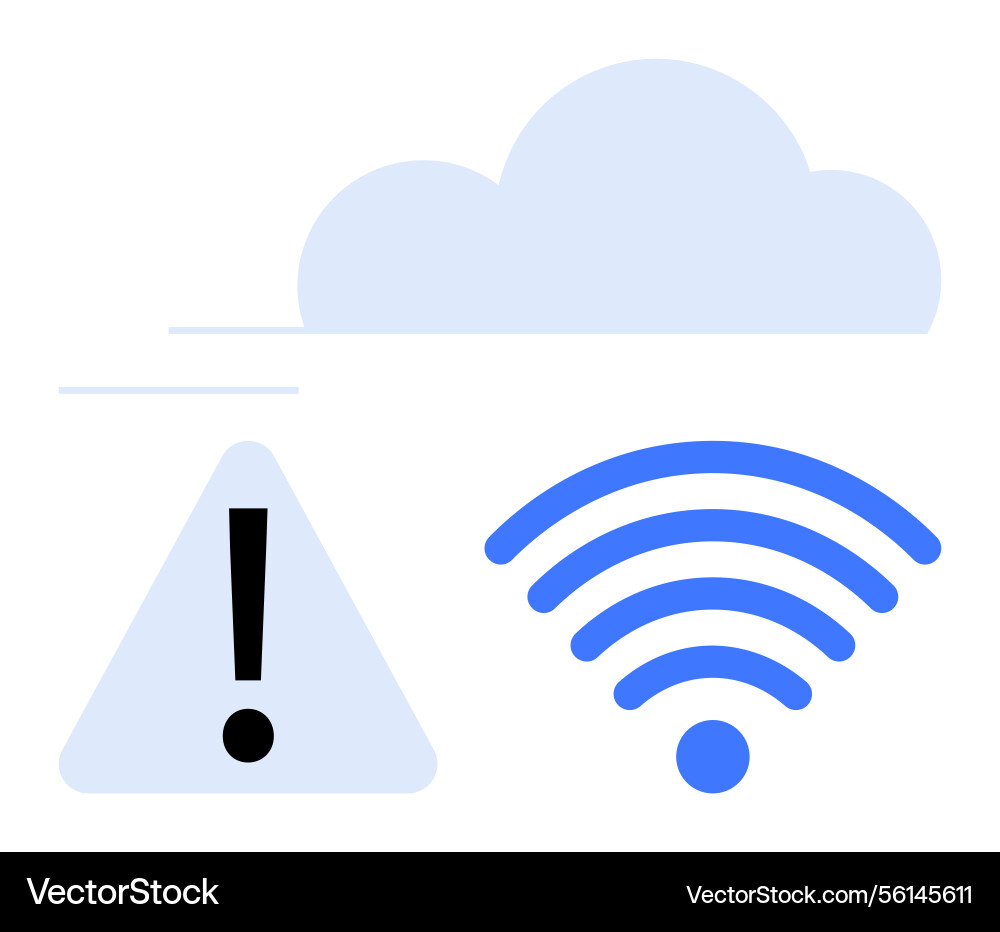 Cloud connection issue represented by warning sign Cloud connection issue represented by warning sign vector image
