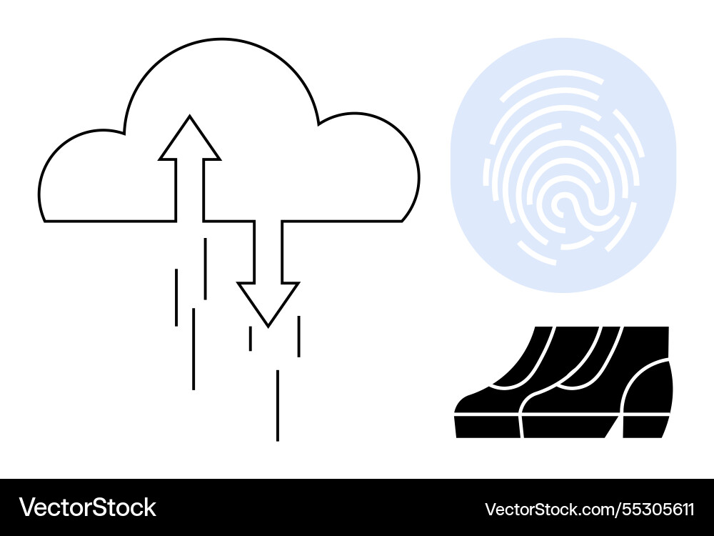 Cloud data transfer with fingerprint identity Vector Image