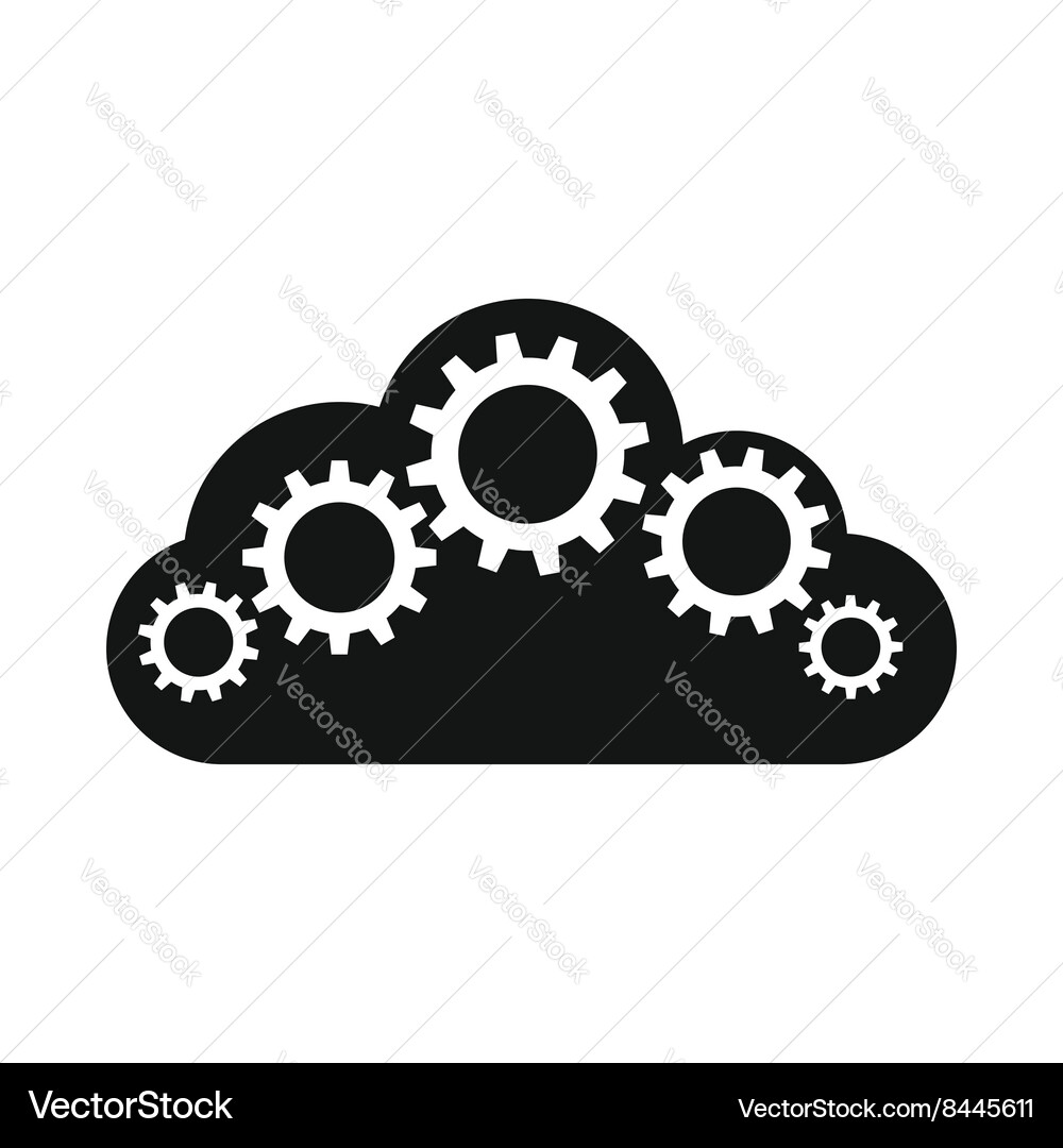 Cloud with gears icon simple style Vector Image