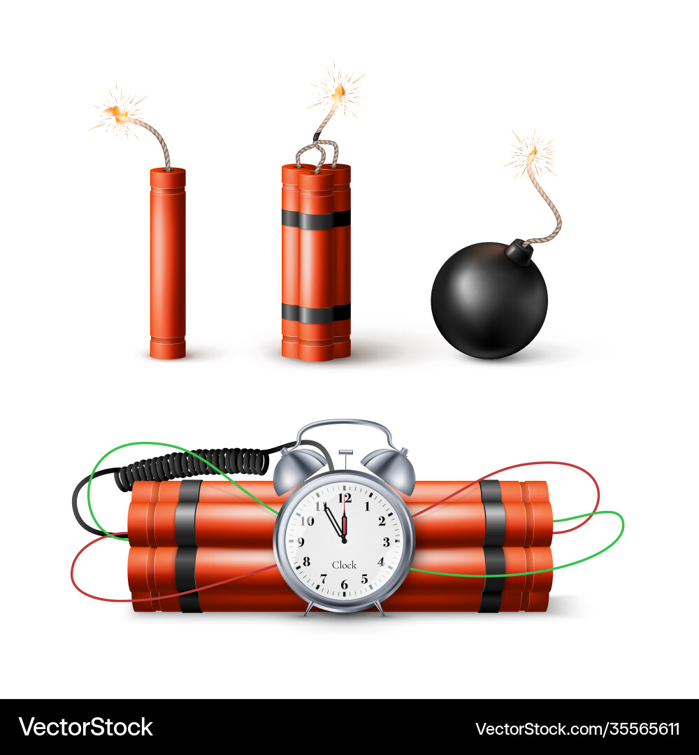 Exploding Bomb with Countdown Timer vector image