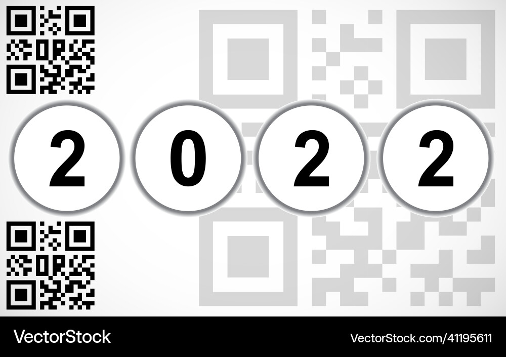 Happy new year 2022 text design with qr code Happy new year 2022 text design with qr code Vector Image