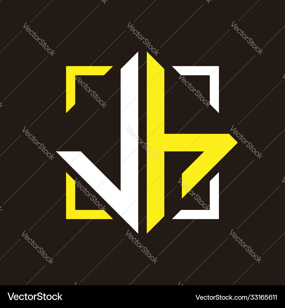 J h initials quadrangle monogram with square J h initials quadrangle monogram with square Vector Image