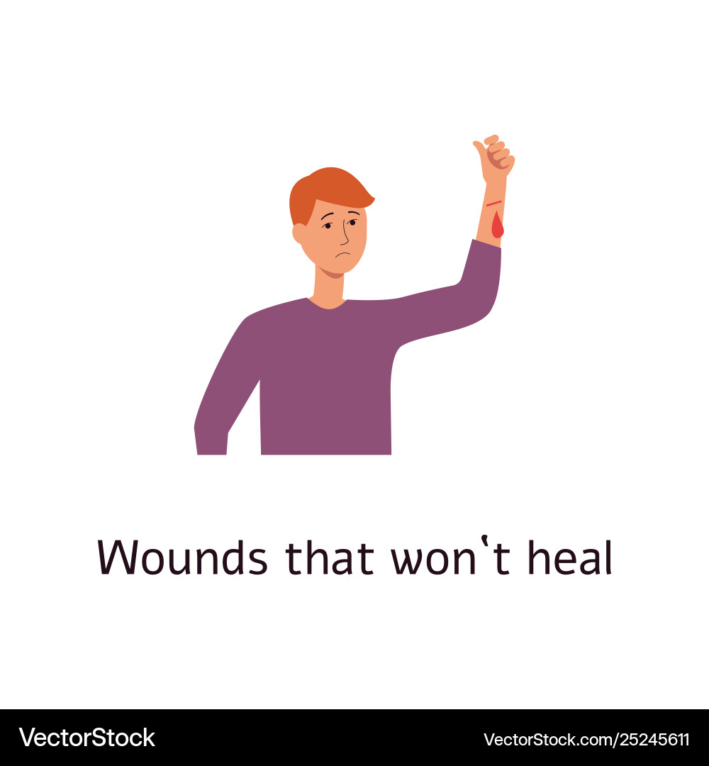 Man with bleebing wound on arm cartoon style Vector Image