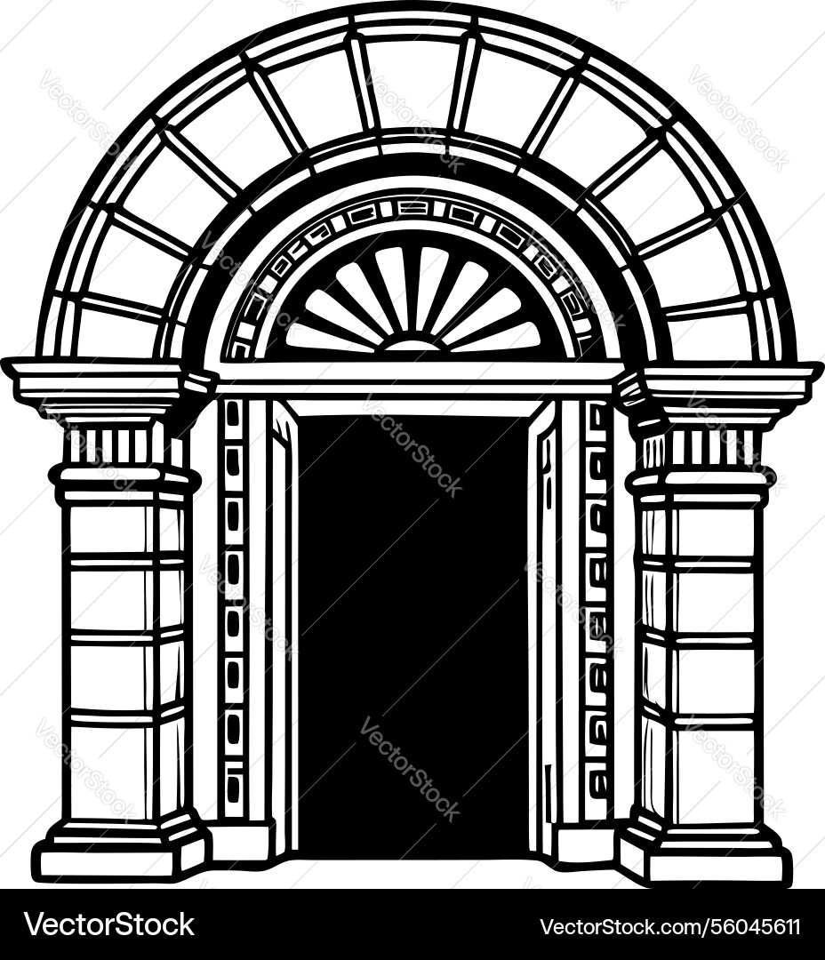 Ornate classical archway with columns Vector Image