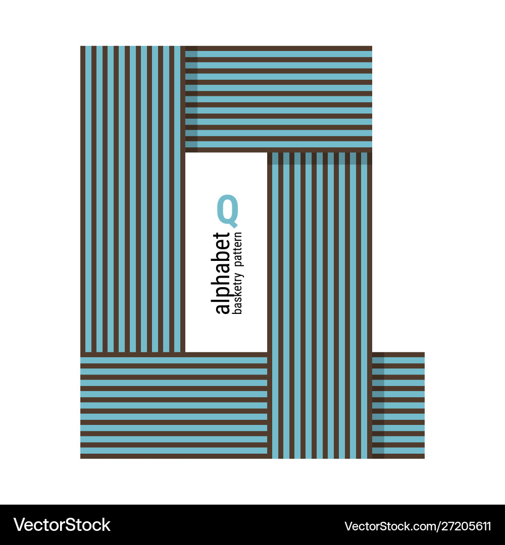 Q - unique alphabet design with basketry pattern Vector Image