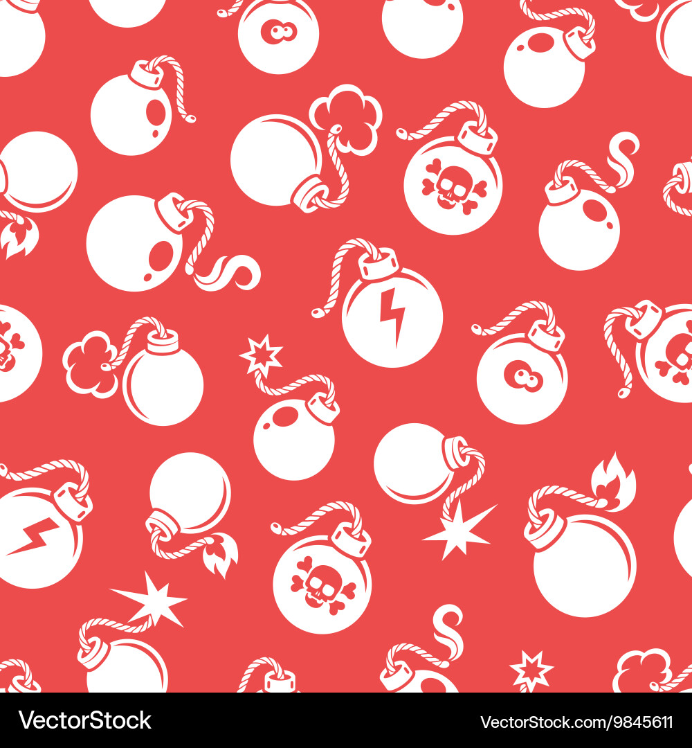 Seamless pattern with flat style bombs vector image