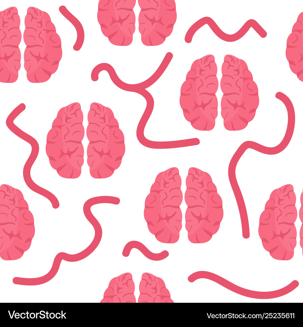 Seamless pattern with pink brains Seamless pattern with pink brains Vector Image