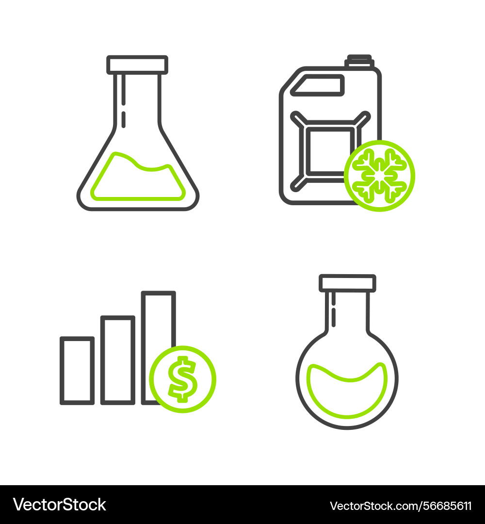 Set line test tube and flask pie chart Set line test tube and flask pie chart Vector Image