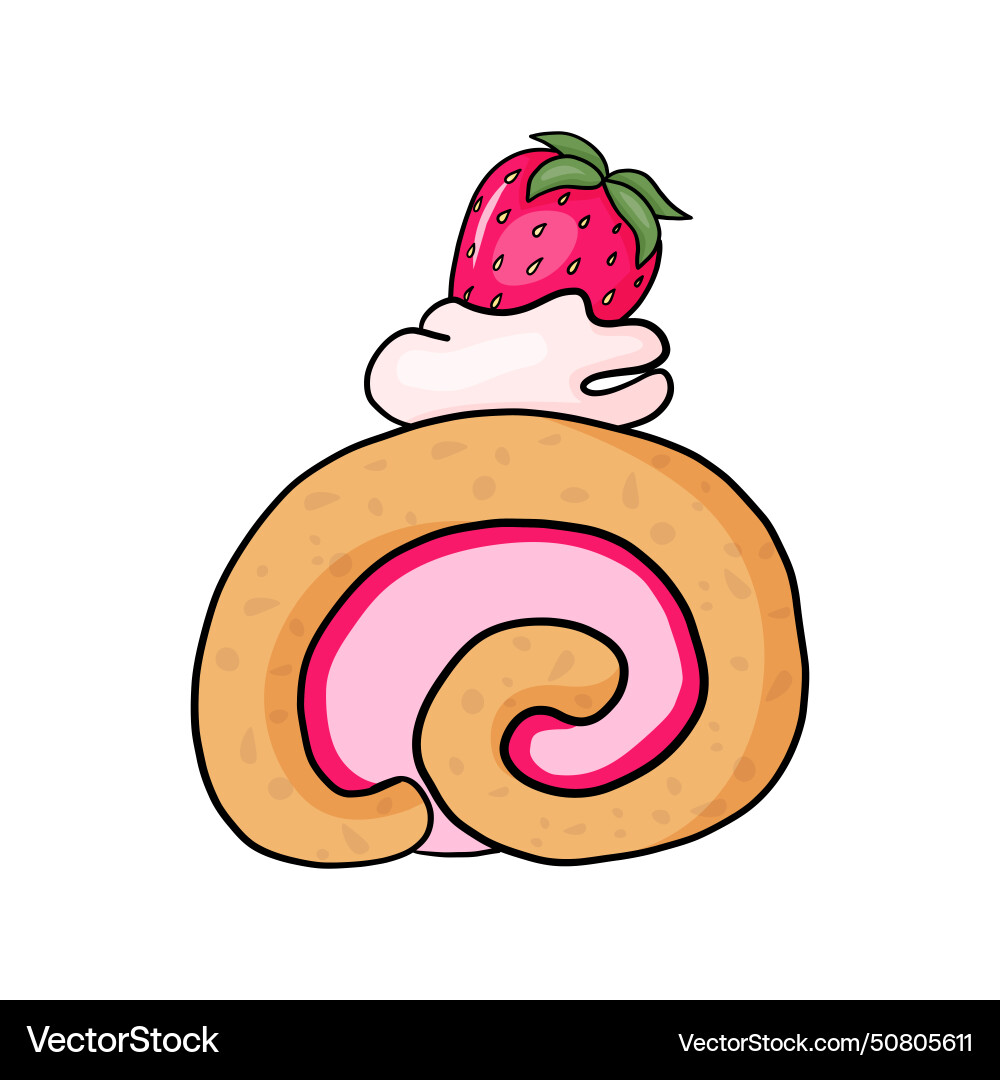 Strawberry Cake Roll Cream Royalty Free Vector Image