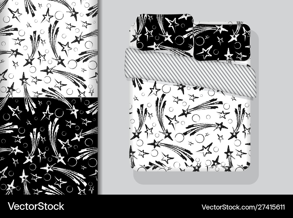 Two seamless patterns linens and mock up Vector Image
