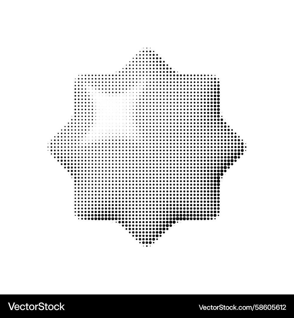 3d abstract eight-pointed star shape in halftone Vector Image