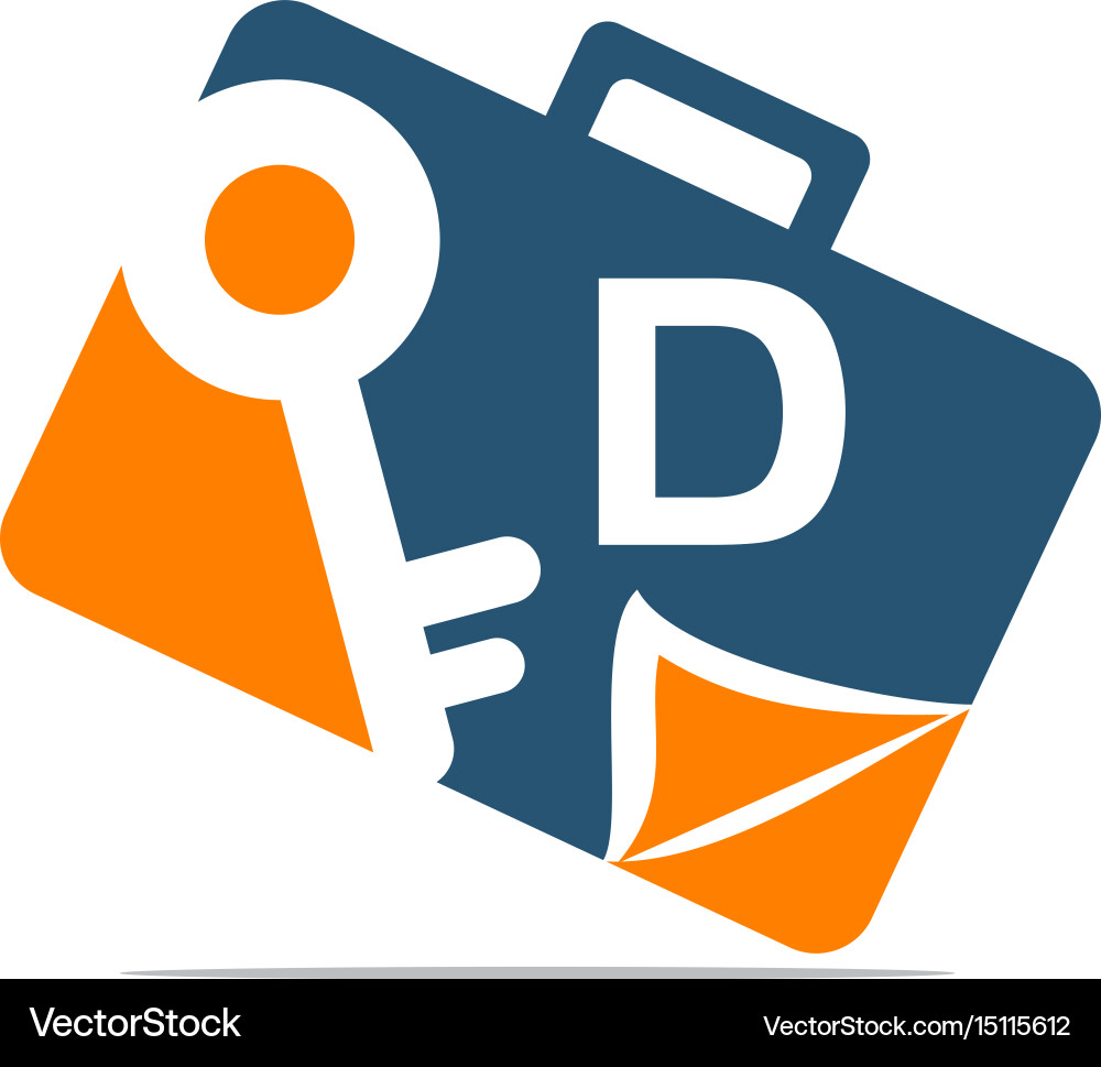 Briefcase key document initial d Vector Image