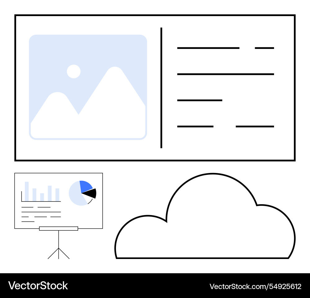 Business dashboard with pie chart and bar graph vector image
