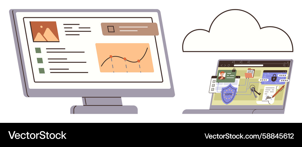 Digital data sharing and cloud security concept Vector Image