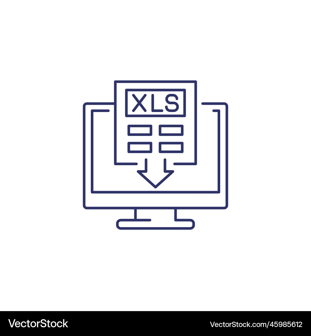 Download xls document in computer line icon Vector Image