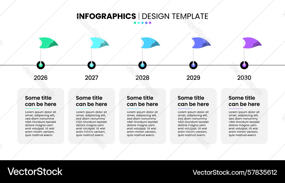 Infographic template timeline with flags and 5 Infographic template timeline with flags and 5 Vector Image