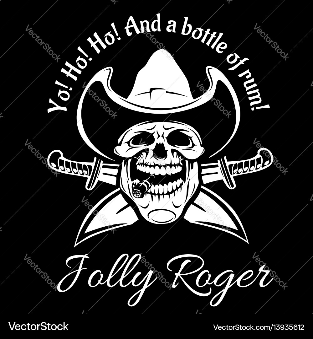 Jolly Roger Skull Pirate Flag Vector Image
