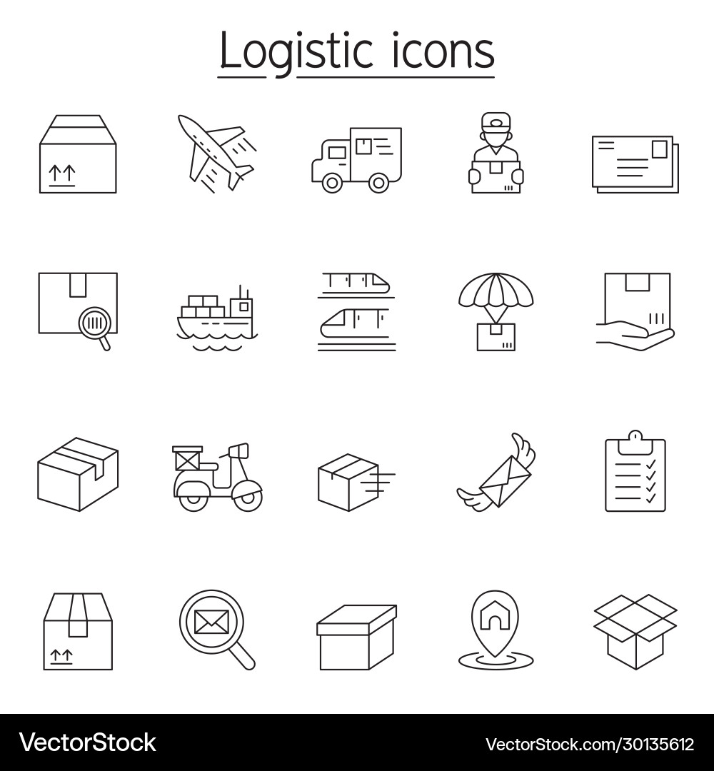 Logistic delivery icon set in thin line style Vector Image