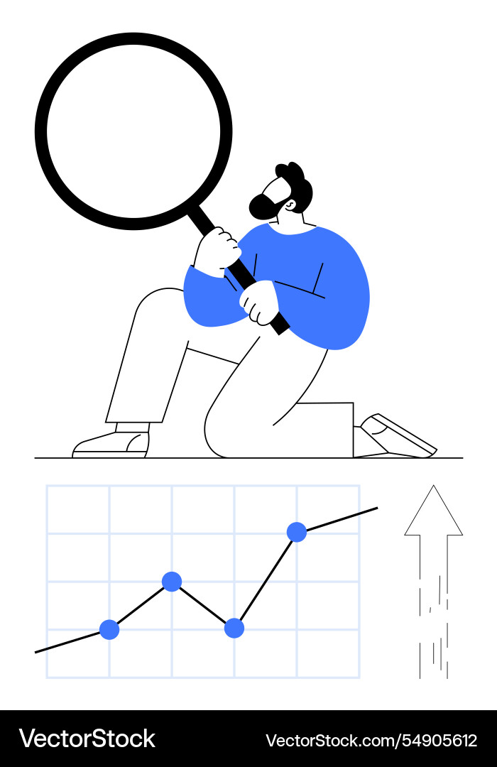 Man analyzing data with magnifying glass Vector Image