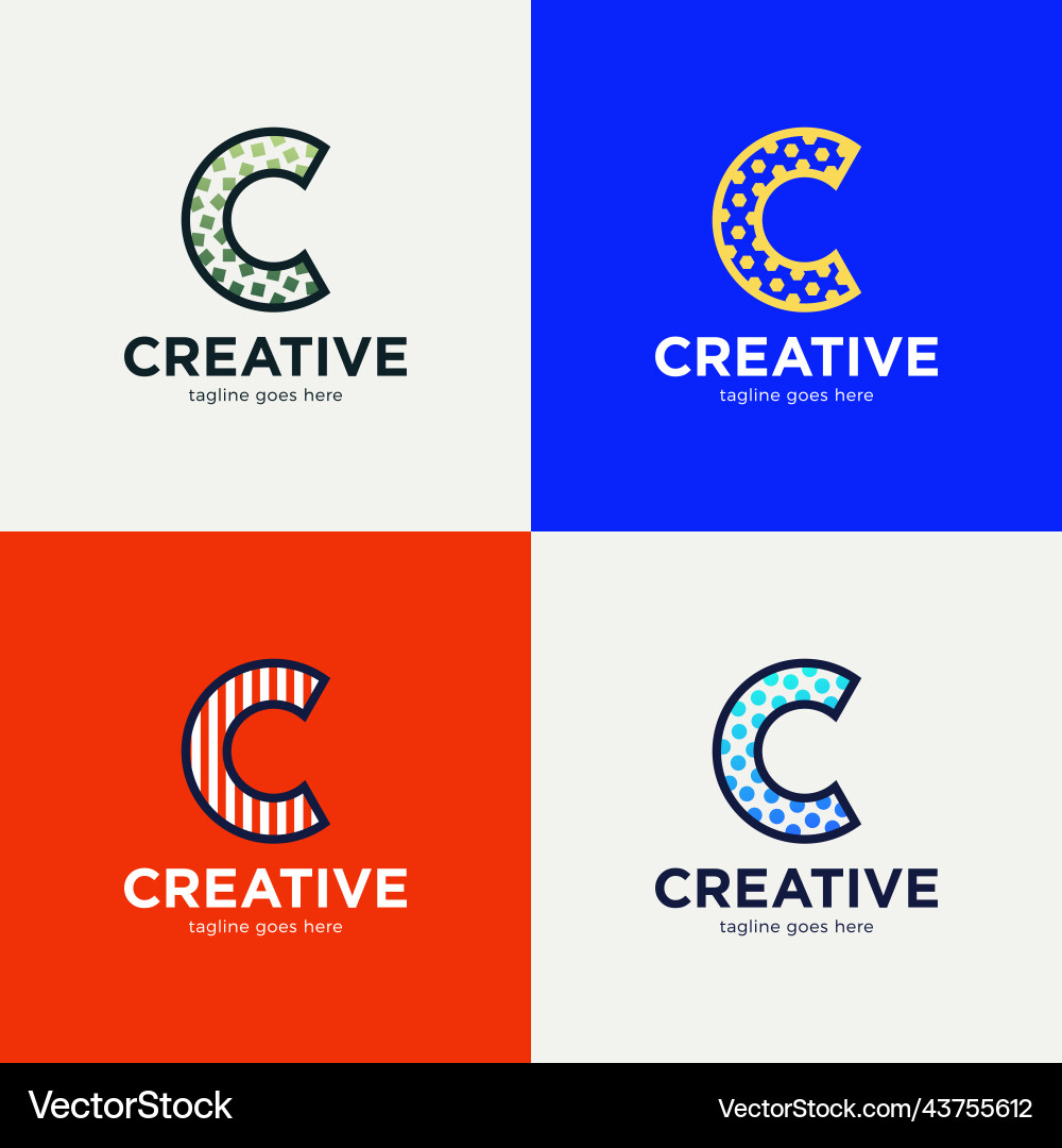 Minimal line letter initial c logo design Vector Image